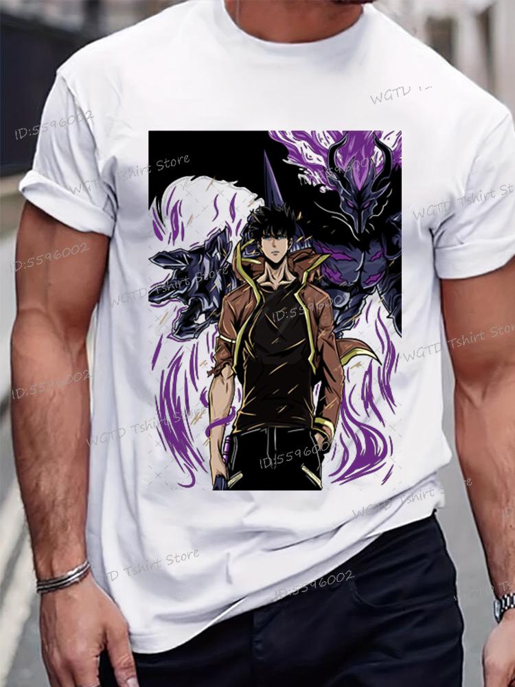 Anime Solo Leveling Tričko Vtipná grafika Sung Jin-Woo Pánské oblečení Krátký rukáv O-výstřih Topy Komiks Solo Leveling Bílá trička