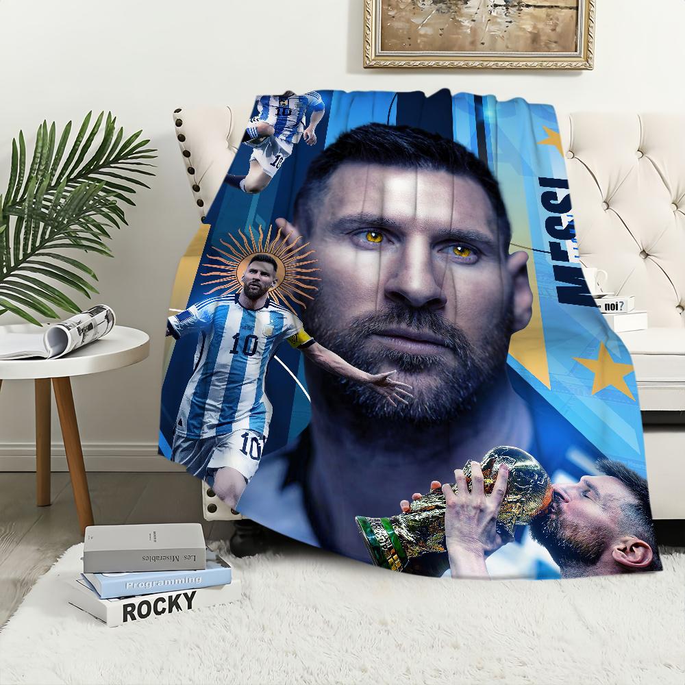 Football Superstar Blanket Plush Nap Sofa rug for Cool-M-Messi-s Living Room Warm Office Bedroom Birthday Home Travel Kid Gifts