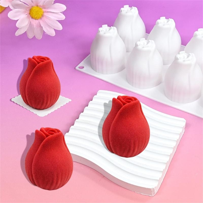 Flexible Rose Buds Silicone Molds 8 Cavity For Bakery Kitchen Use Mousse Cakes Chocolate Dessert Making Mould