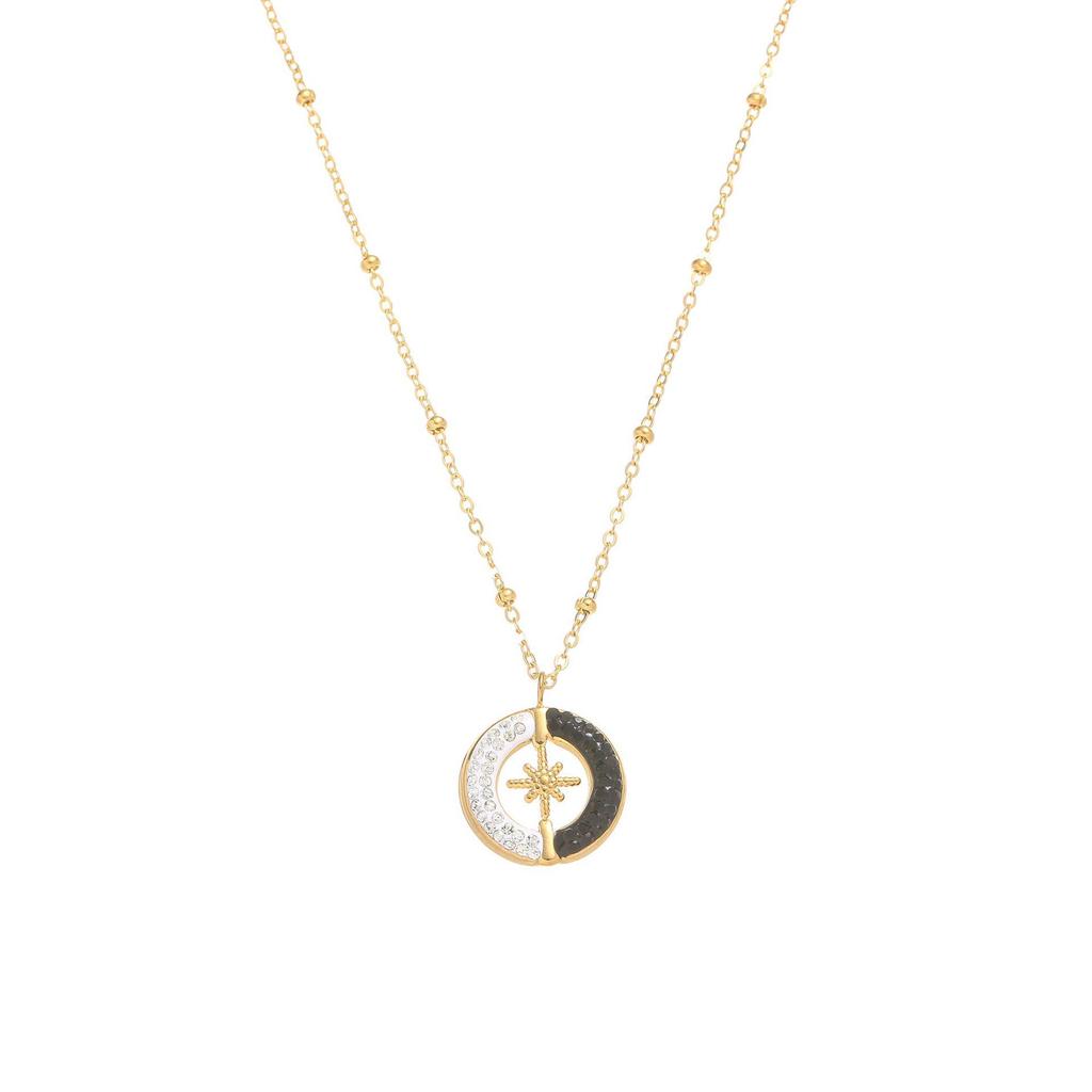 European Retro Zircon Stainless Steel Necklace: High-End Cross-Border Clavicle Chain