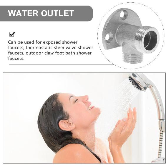 SUPVOX Wall Mount Shower Hose Connector, Stainless Steel Adapter for Bathroom Faucets, Diy Installation Kit for Exposed Shower Systems, Silver