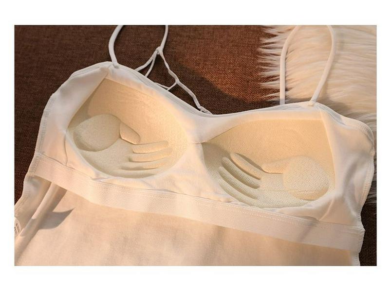 Women's White Strapless Camisole: Summer Innerwear with Built-in Bra Pads, Spiderweb Back Design for a Sweet and Spicy Look