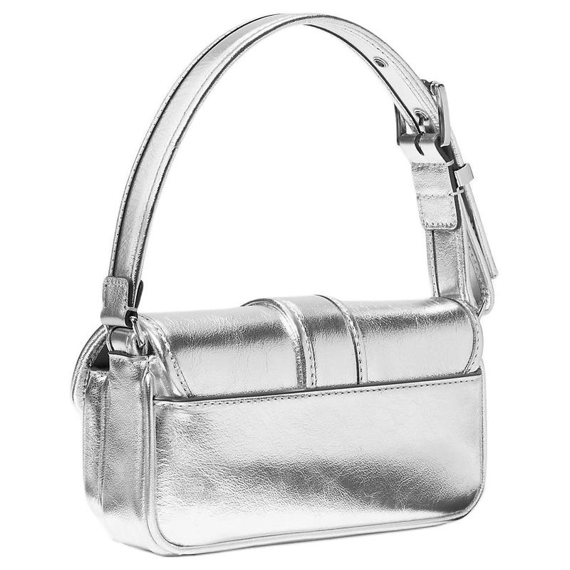 Michael Kors Colby metalen beslag verstelbare schouderband leren tote schoudertas mini dames zilver
