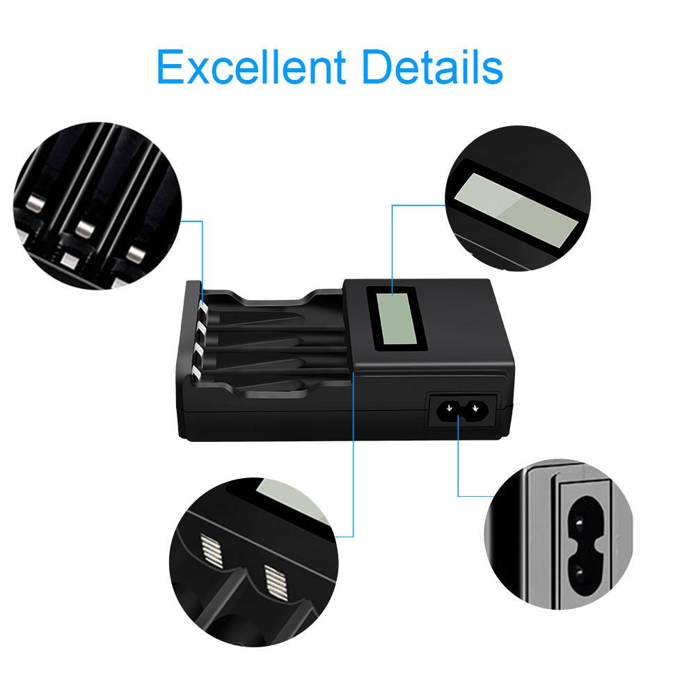 PALO 4pcs 1.2V Mi-mh AA 3000mAh Rechargeable Battery + 4 Cells USB LCD Charger for Aa Aaa