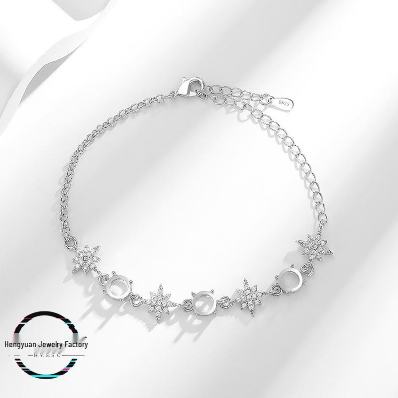 Dopamine Starfish Bracelet DIY Setting with Round Huazi Diamond Cabochon, Imitation 925.
