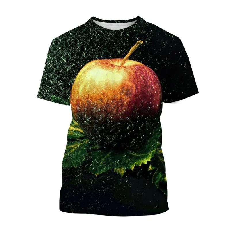 3D Printed Apple T-Shirt Men  Women Fruit Pattern Summer Street Casual Short Sleeve Breathable O-Neck T-Shirts