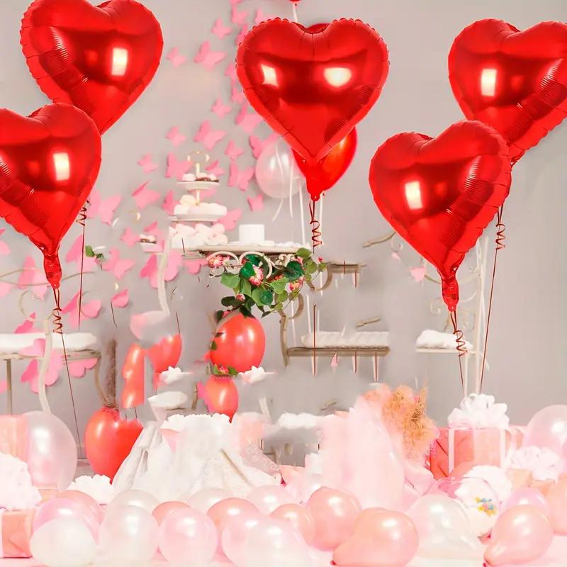 18-Inch Red Love Heart Star Foil Balloons Inflatable Helium Party Decor for Weddings Birthdays Celebrations 5 or 10 Pcs Set
