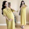 Korean Style Maternity Knit Dress with Embroidery & Pleats for Summer 2026