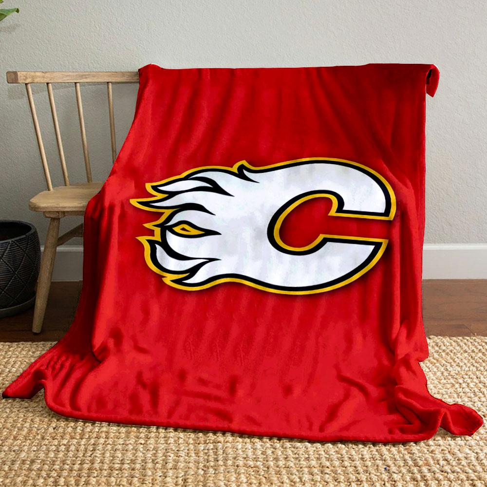 Flaming Letter C on Red Background Patterned blanket, flannel, suitable for all seasons, home decor, warm and cozy