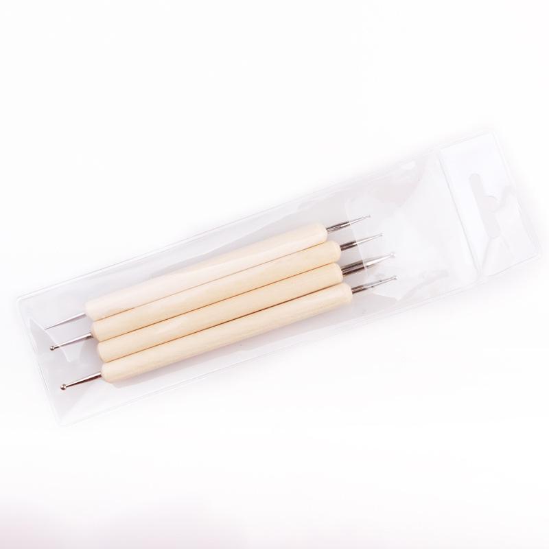 4-Piece Polymer Clay & Nail Art Dotting Pen Set: Indentation & Scoring Tools for Pottery & Quilling