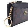 New COACH Recycled Leather Card Holder Mini Women's Walnut Wood & Black CW427-IMXAQ