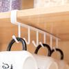 1pc Iron Cabinet Traceless Hook Six Hooks Storage Hanger Multi-Row Hook Punch-free Traceless Hook For Wardrobe Kitchen Cabinet