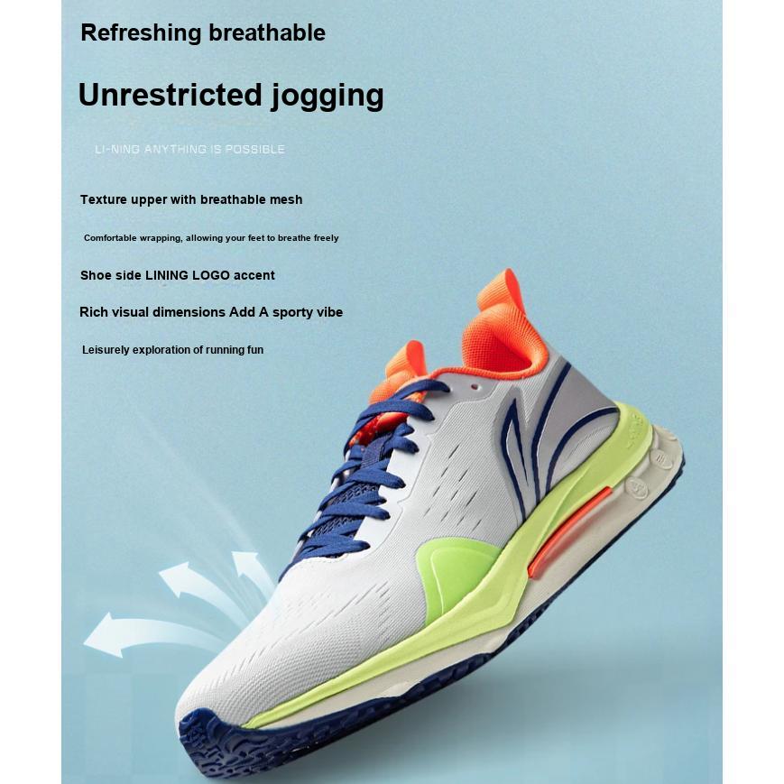 Li Ning Kids Fitness Test Shoes Comfortable Low Top Running Shoes Kids Shoes White Orange YRMU001-4
