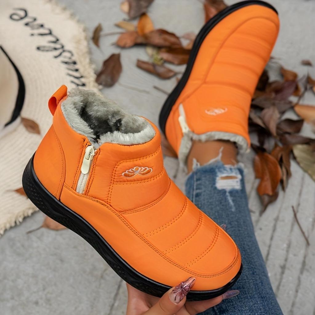 Ladies' Snow Boots, Stylish and Versatile Plush Lining, Lightweight Round Toe Design, Durable and Comfortable, Warm Ankle Boots and Snow Boots