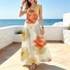 Women's Sleeveless Maxi Dress,Fresh Watercolor Style,Lightweight Flowy Skirt,Casual Daily Outdoor Walking,Fashion Versatile