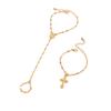 Fashion Metal Chain Cross Finger Bracelet, Personalized Coin Pendant, Back Chain Set For Women