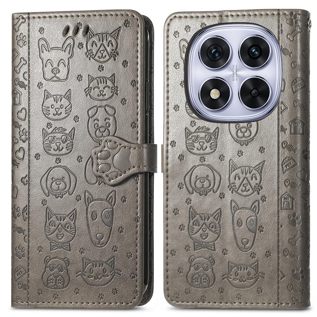 Pro Xiaomi Poco M8 Pro 5G/Redmi Note 15 Pro+ 5G (Globální) Pouzdro Flip Wallet Kožené Pouzdro na Telefon s Roztomilým Vzorem Kočky a Psa