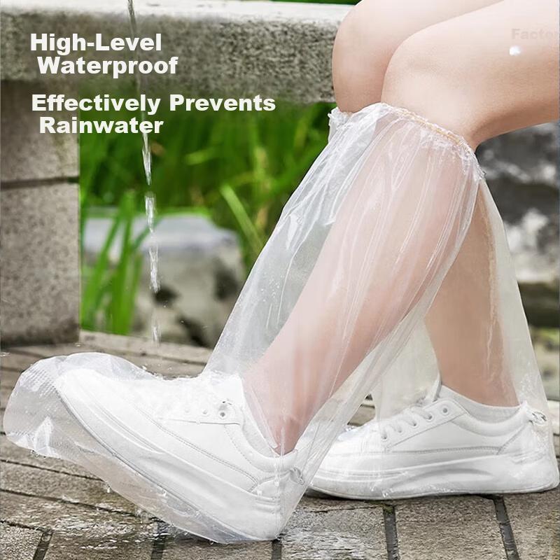 Qihaiqiu Disposable Waterproof Non-Slip Thickened Outdoor Hiking Rain Shoe Covers Unisex 30-Pack