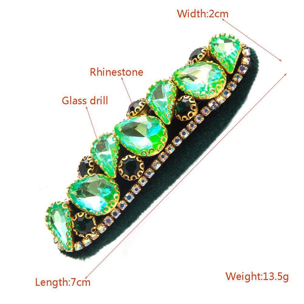 Retro French Velvet Barrettes Women's Side Bang Clip Broken Hair Hairpin Super Flash Glass Drill Sponge Thickness Barrettes