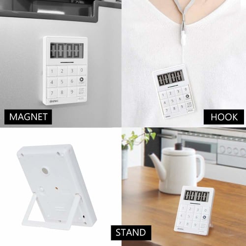 dretec Digital Cubic Timer with Sound and Light, Silent Function, White