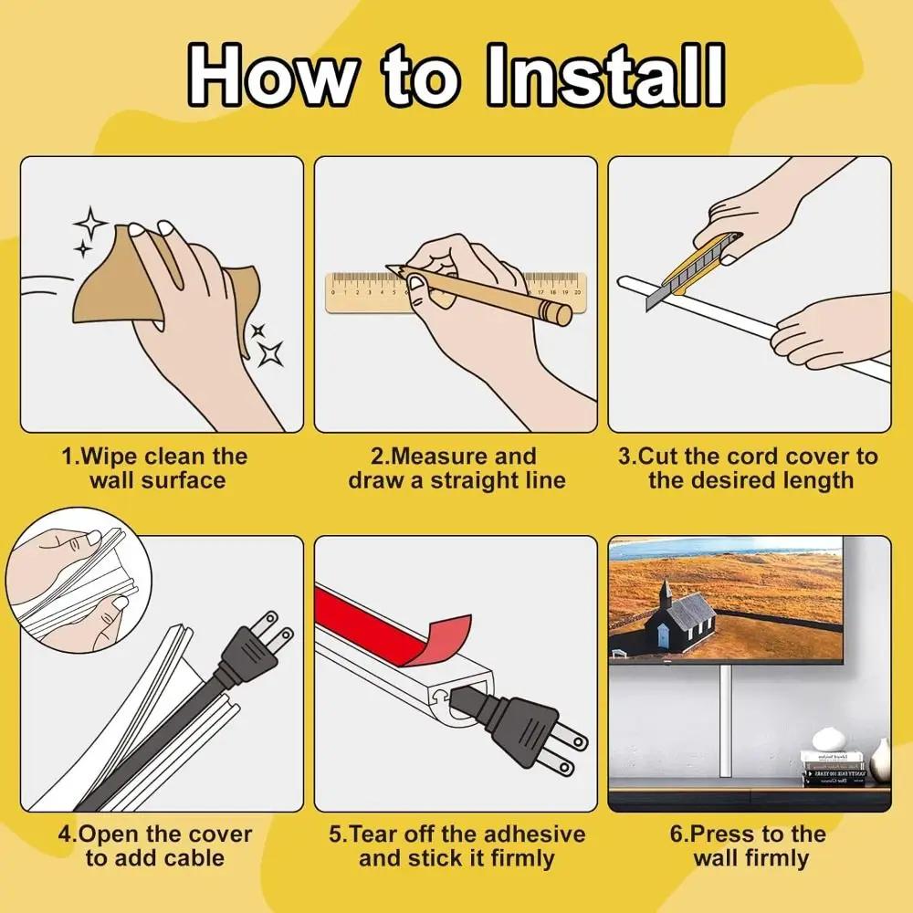 Professional Self-Adhesive Wall Cord Hider Raceway Wall Mount Wire Cover 1m Flexible Cable Concealer Home Office