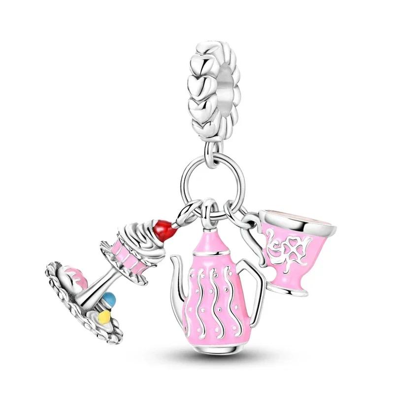 Beautiful copper Tea Cup Wine Cup Beer Coffee Cup Bottle Charm Bead Charms Compatible With Do It Yourself Bracelets Necklaces Lovely Gifts
