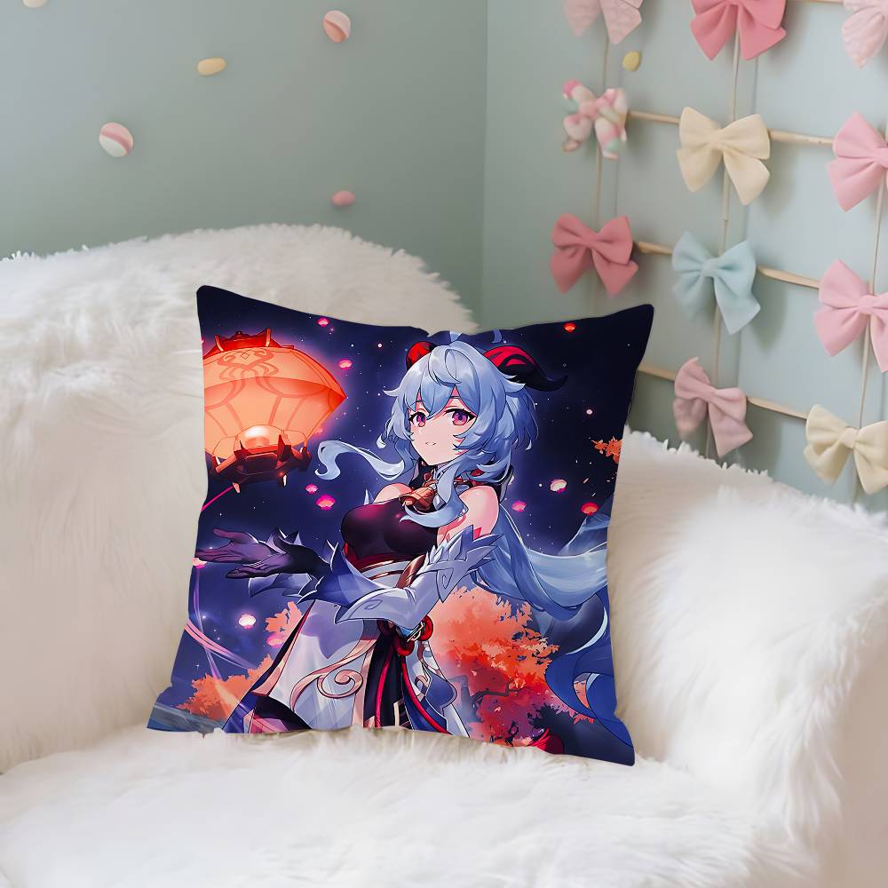 GGanyuGGenshin Case Plush Fabric Soft Pillowcase Double Sided Print Cushion Cover Household Gifts