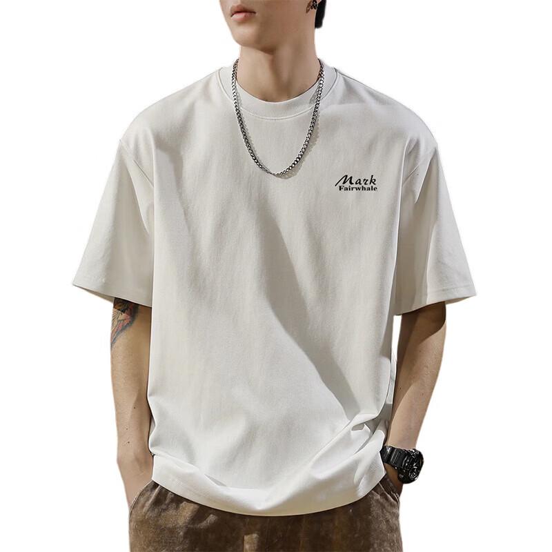 Mark Fairwhale Men's 260G Heavyweight Premium Cotton Loose Drop-Shoulder T-Shirt