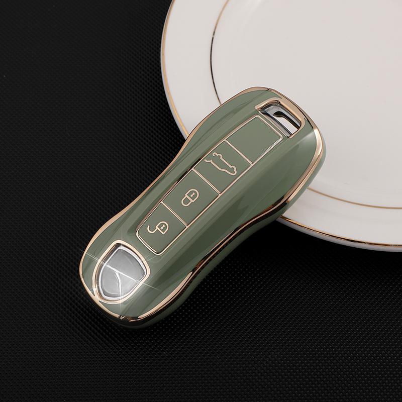 Soft Tpu Car Key Case Cover For Porsche Panamera Macan 718 Taycan 911 Cayman Boxster 9Ya 971 Remote Key Bags Shell Keychain