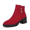 Fashion 2025 New Fall-Winter Fashion Solid Color Ankle Boots Round Toe Square Heel Side Zipper Solid Color Casual Boots Keep Warm 35-41