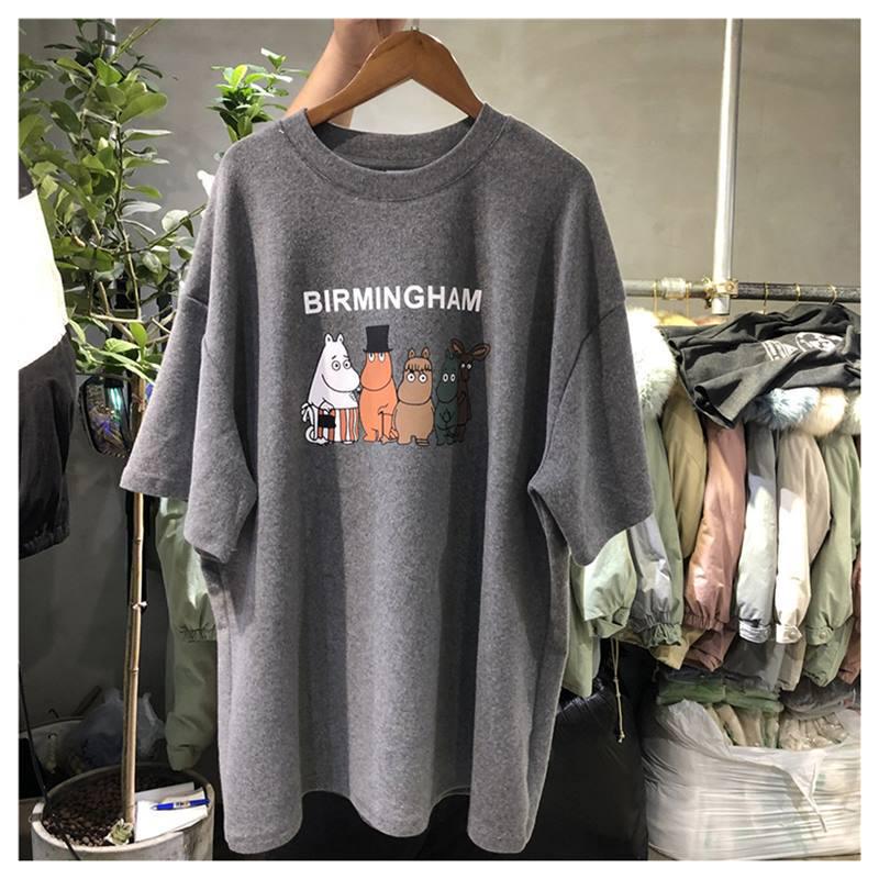 

Women s Korean Harajuku Style Loose Short-Sleeve T-Shirt (2024 Summer) Medium сірий колір