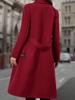 European & American Women's Slim-Fit Double-Breasted Belted Long Woolen Trench Coat