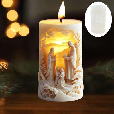 Jesus Relief Egg Candle Silicone Mold Prayer Jesus Relief Egg Shaped Resin Mould Jesus Statue Egg Plaster Molds Easter Gift