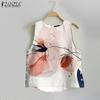 ZANZEA Women Summer Round Neck Casual Sleeveless Print Tank Tops