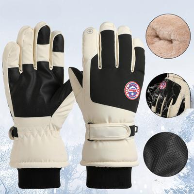 Ski Gloves Autumn and Winter Outdoor Cycling Couples Plus Velvet Thickened Windproof Cold Touch Screen Warm Gloves
