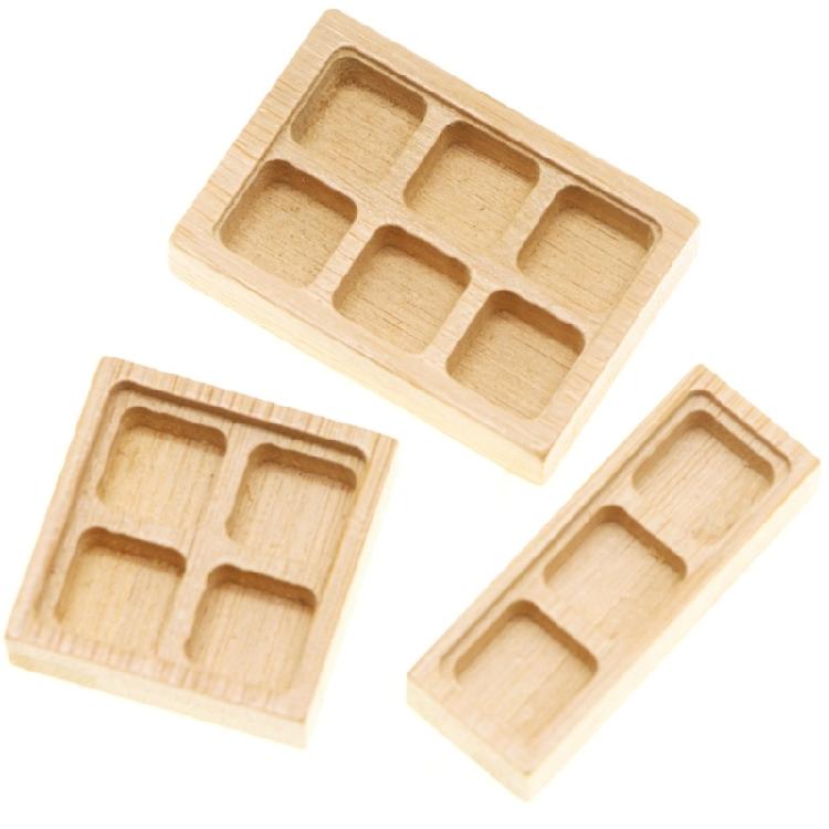 Simple Wood Grid Organizer For Dollhouses Accessories Interactive Pretend Play Toy