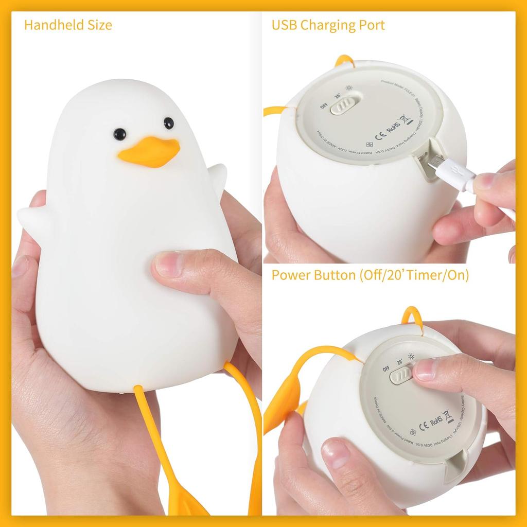 YuanDian Cute Duck Night Light, Gifts for Women Teen Girls Baby,Night Lights for Kids Bedroom Kawaii Room Decor, Cute Christmas Seagull Silicone