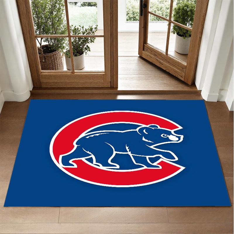 Chicago Cubs Design Crystal Velvet Rug Soft Decorative Mat for Bedroom Entrance