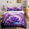 Elegant Purple Rose Musical Set  Kid'S And Adults' Bedroom Decor, Exquisite Three-Piece Bedding Set Gift