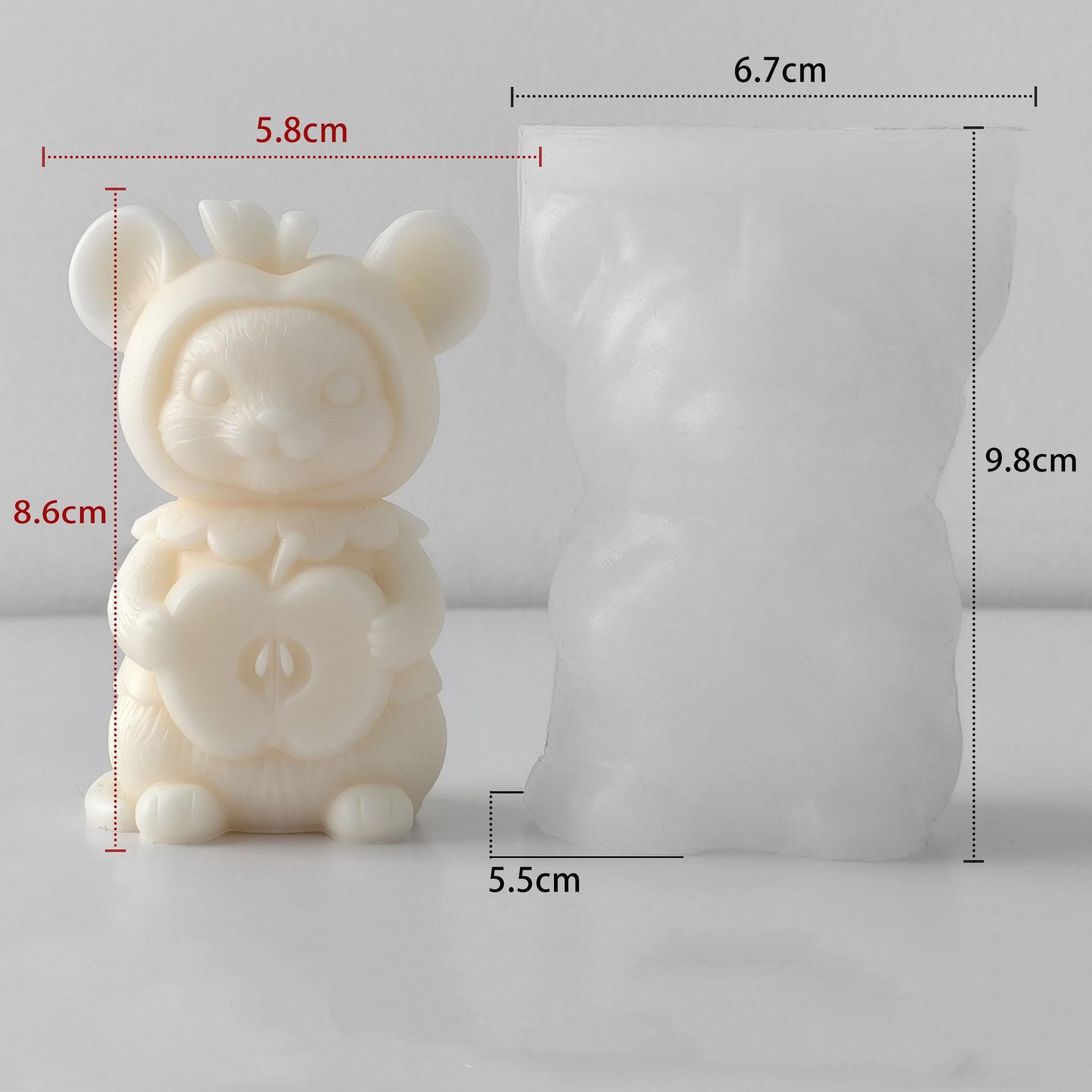 

3D Cartoon Mouse Silicone Mold Cute Rat with Apple Cheese Candle Mold DIY Handmade Soap Resin Aromath Plaster Mold Home Decor