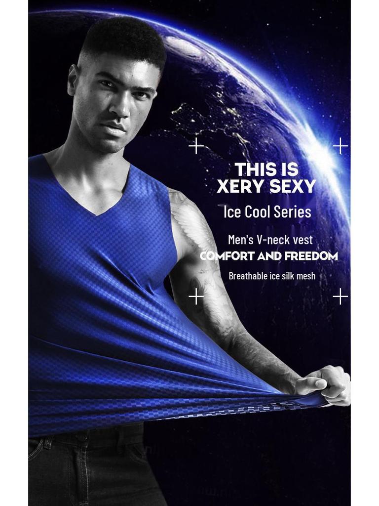 Men's Ice Silk Seamless Summer Slim Fit Vest - Sleeveless Sweatshirt for Youth Sports and Underwear.