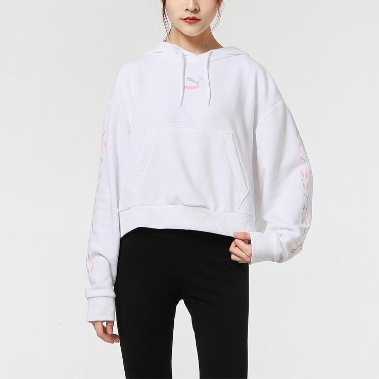 Puma Printed Knit Hoodie Women Hoodies White 531244-02