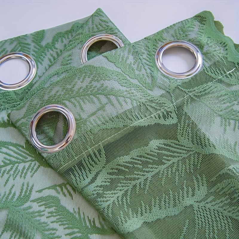 1 Panel French Country Green Leaf Print Semi-Sheer Gauze Curtain with Grommet Top Curtains For Living Room, Curtains For Bedroom, Sheer Curtains