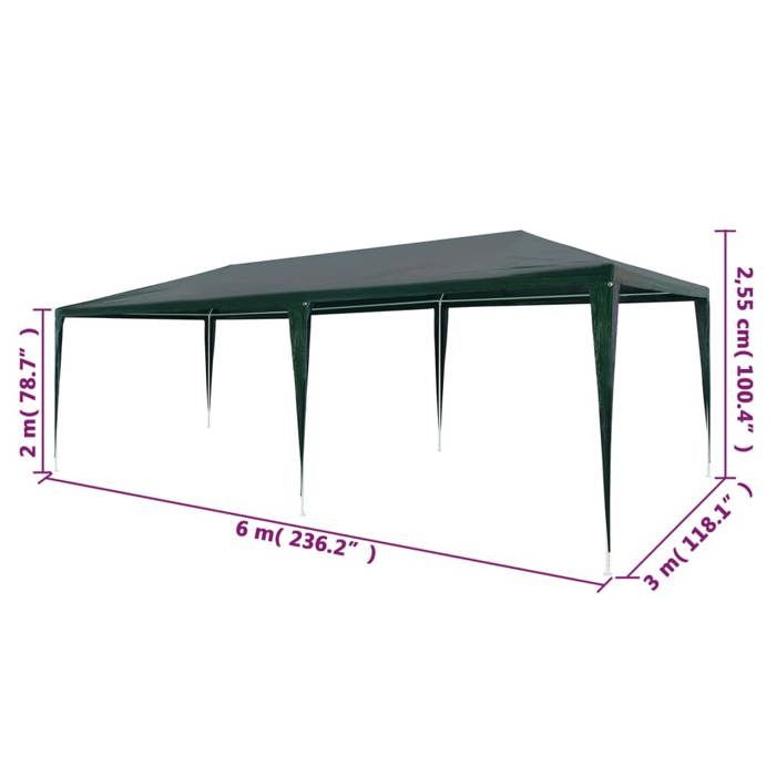 VidaXL Reception Tent 3x6 M PE Green Garden Terrace Patio Gazebo Pavilion 45093