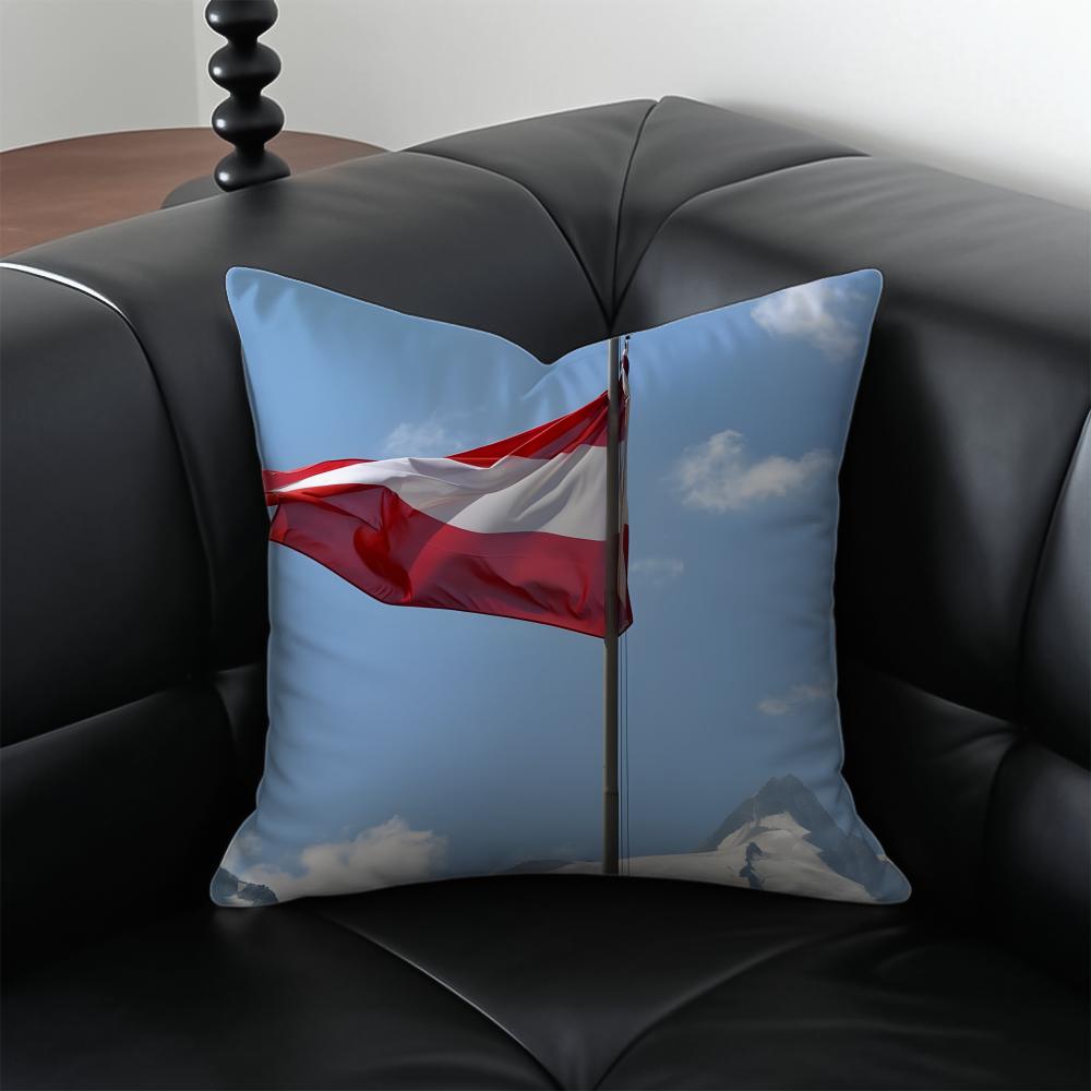 Honorary Proud AAustria FLAG Red Cushion Cover Pillow Case Antidustmite Invisible zipper silky plush cushion