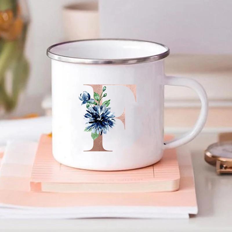 Alphabet Flower Letter Mug Coffee Cup Cold Coffee Cups Funny Mugs Cup for Tea Drinkware Rare Beer Travel Cute Original Unusual