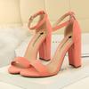 Fashion 2024 Summer Plus Size 34-43 Woman 9.5cm High Heels Sandals Classic Block Platform Pumps Lady Chunky Burgundy Yellow Nude Shoes