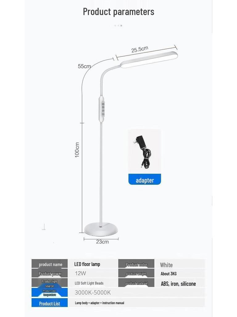 LED Floor Lamp: Study & Bedroom Reading Light for Students & Living Rooms