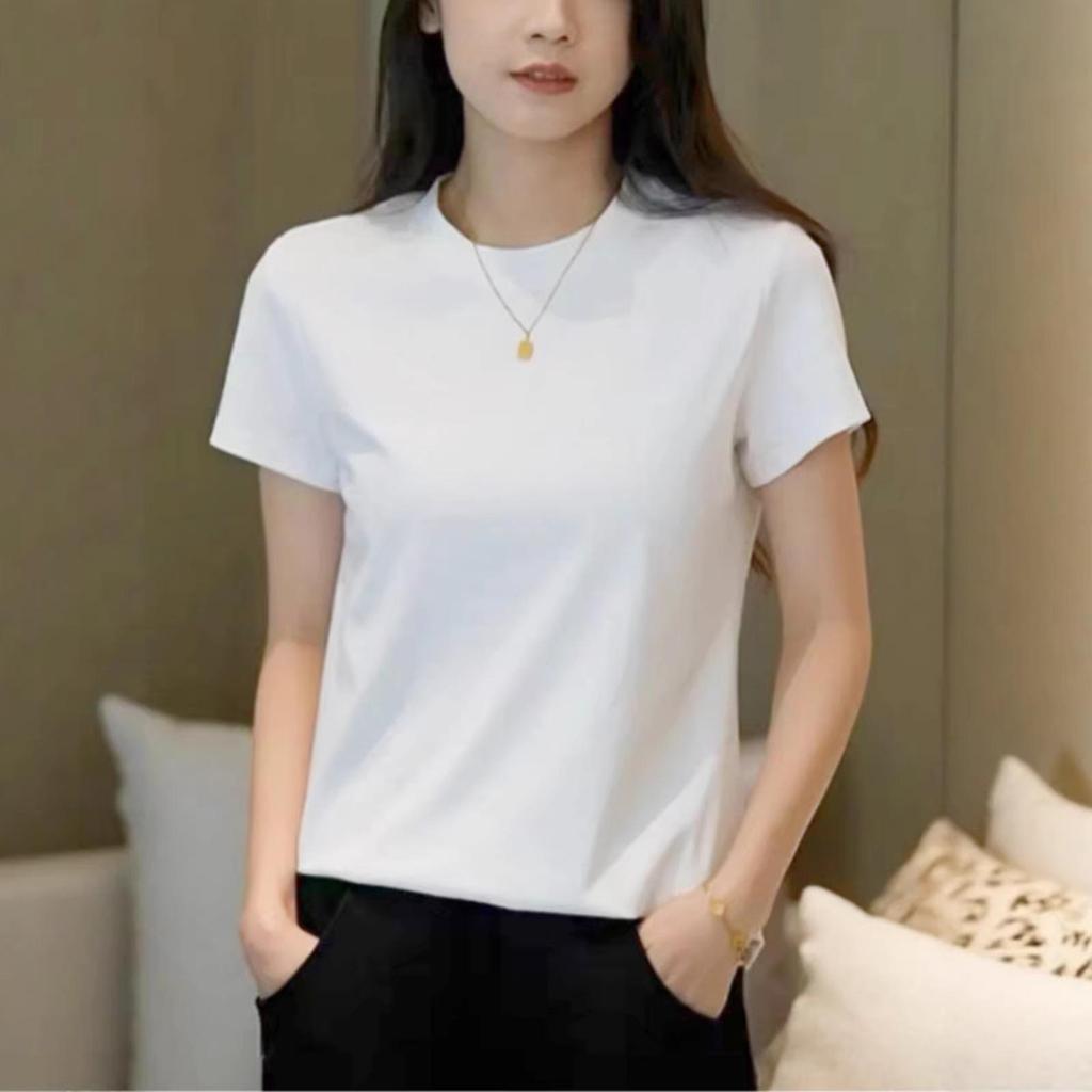 Women's Elegant Round Neck Short Sleeve Textured Solid Color T-shirt - High Stretch and Versatile Summer Top