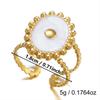 Stainless Steel Flower Ring Women Leopard Irregular White Mother of Pearl Stackable Open Ring Retro Colorfast Banquet Jewelry